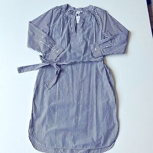Gap Perfect Stripe Raglan Sleeve Tie Belt Poplin Dress-NWT- Navy- Size Medium